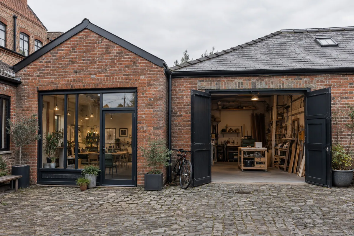 Creative studio and workshop in neighbouring red-brick courtyard units